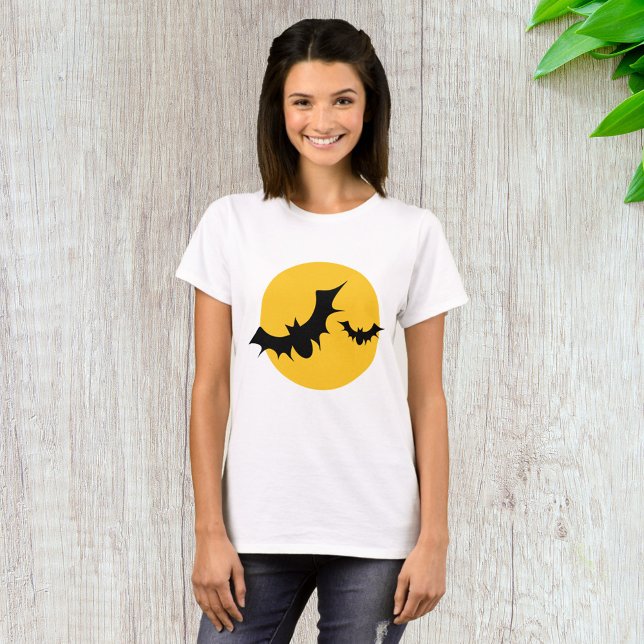Camiseta Morcegos de Halloween Silhueta Lua Cheia (Criador carregado)