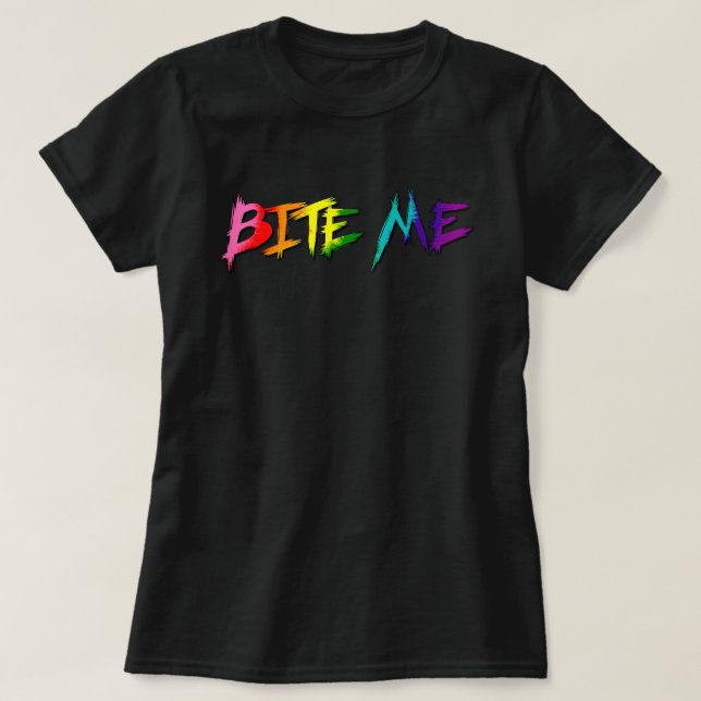 Camiseta Morda-me Orgulho Arco-íris (Frente do Design)