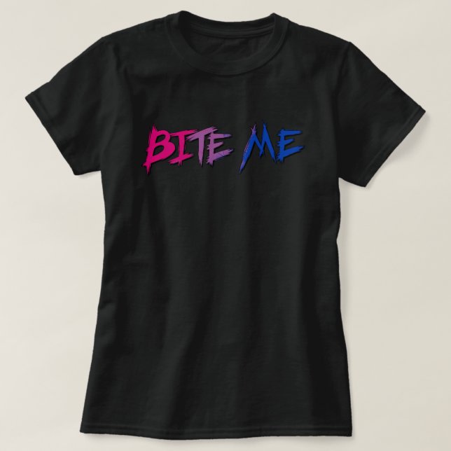 Camiseta Morda-me Orgulho Bi (Frente do Design)