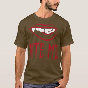 Camiseta Morda-me Vampiro Dentes Figurino para o Halloween