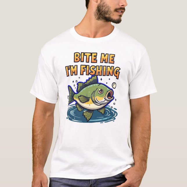 Camiseta Morde-me, Estou Pescando  (Frente)