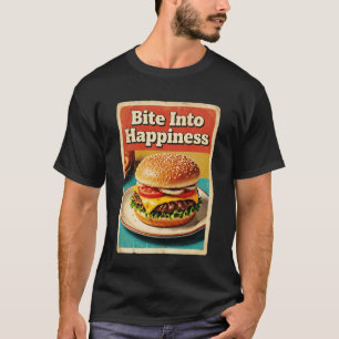 Camiseta Mordida Retro Vintage Cheeseburger Na Felicidade