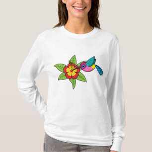Camiseta Mordomo Colorido no Flor Tropical de Hibiscus