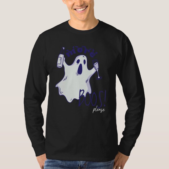 Camiseta More Boos Please Ghost Beer Drinking  Halloween Gr (Frente)