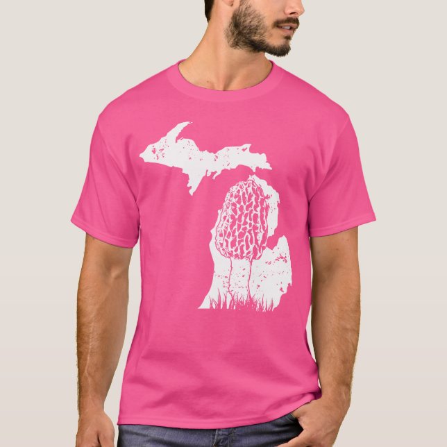 Camiseta Morel Mushroom Hunter Michigan Map Morchella (Frente)