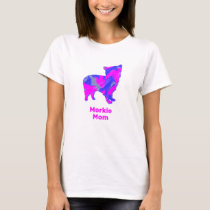 Camiseta Morkie Dog Silhouette Hot Pink e Blue