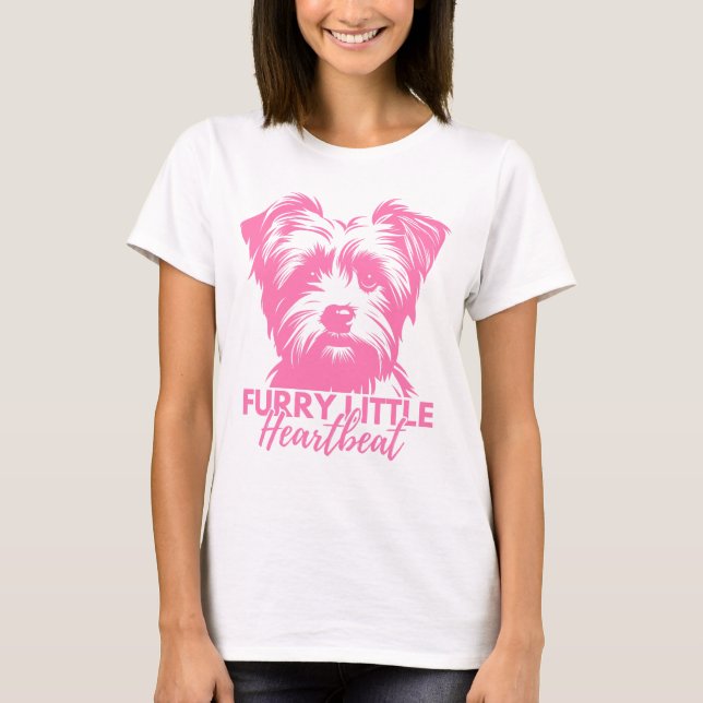 Camiseta Morkie Lover Furry Little Heartbeat Dia de os namo (Frente)