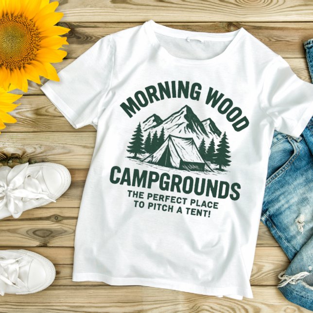 Camiseta Morning Wood Campgrounds (Criador carregado)