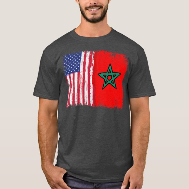 Camiseta Moroccan Roots Half American Morocco Flag Moorish (Frente)