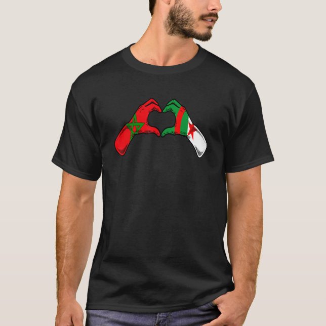 Camiseta Morocco Algeria Flag - Moroccan Algerian Heart (Frente)