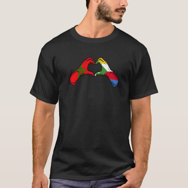 Camiseta Morocco Comoros Flag - Moroccan Comorians Heart Pr (Frente)