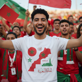 Camiseta Morocco Map & Flag Sticker