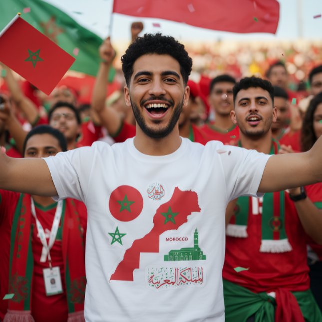 Camiseta Morocco Map & Flag Sticker (Criador carregado)