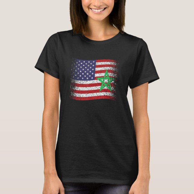 Camiseta Morocco Usa Flag Morrocan Flag (Frente)