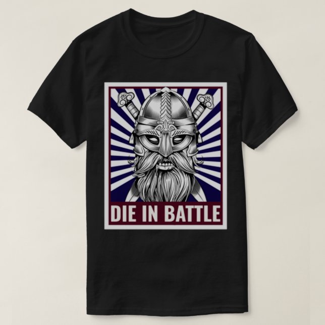Camiseta Morre em Viking de Batalha (Frente do Design)