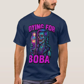 Camiseta Morrendo por Boba Tea Punk Rock Skeleton Gótico Zo