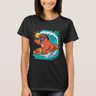Camiseta Morsa Sungles Surfando Surfista Engraçado Amante d