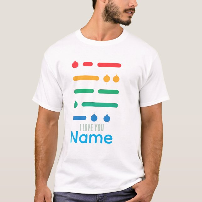 Camiseta Morse Code – I LOVE YOU (Rainbow Edition) (Frente)