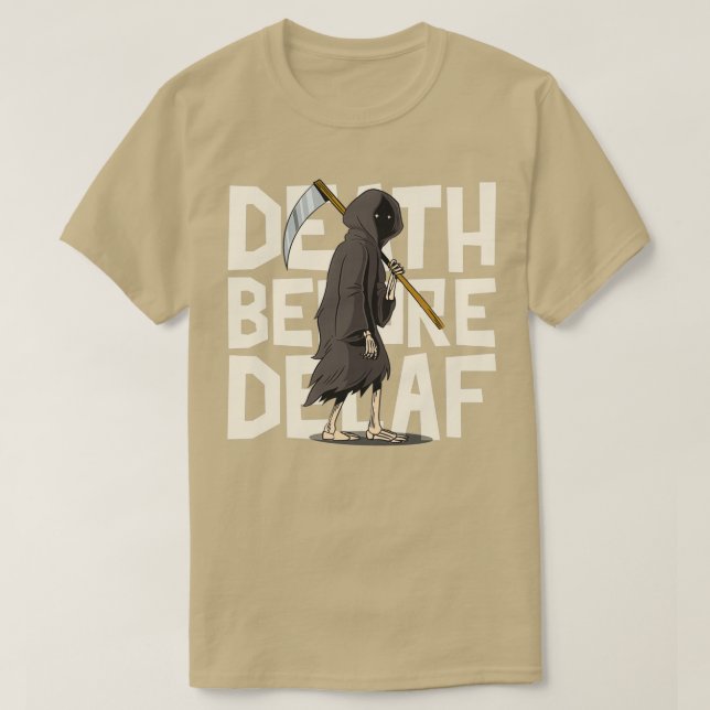 Camiseta Morte Antes Do Decaf 1 (Frente do Design)