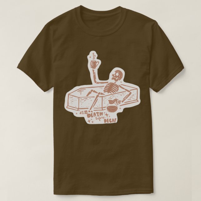 Camiseta Morte antes do Decaf Sticker (Frente do Design)