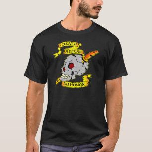 Camiseta Morte antes do tatuagem do crânio & do punhal da