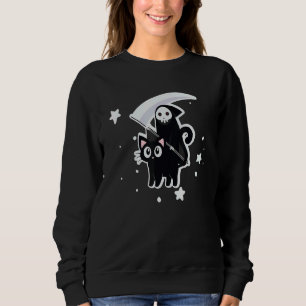 Camiseta Morte De Figurino De Halloween Dirige Um Gato Negr