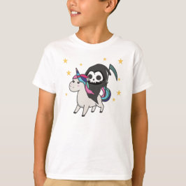 Camiseta Morte Dirigindo Unicorn Funny Unicorn Arco-Íris
