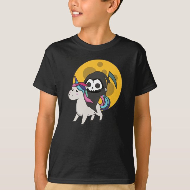 Camiseta Morte Dirigindo Unicorn Funny Unicorn Lua (Frente)