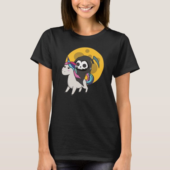 Camiseta Morte Dirigindo Unicorn Funny Unicorn Lua (Frente)