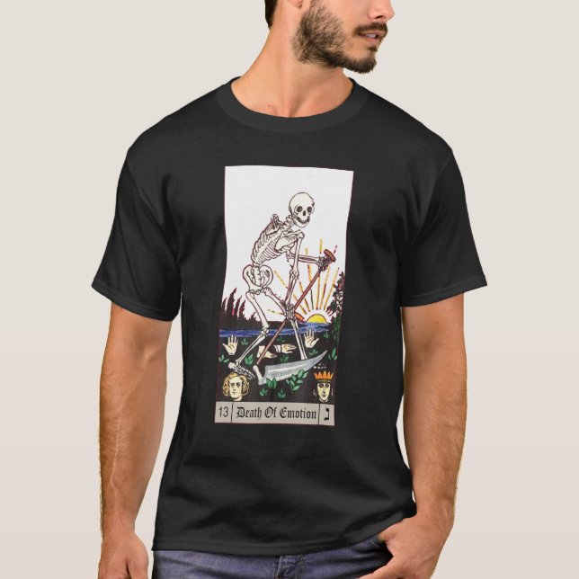 Camiseta Morte Do Esqueleto Estético Do Cartão Tarot Emocio (Frente)