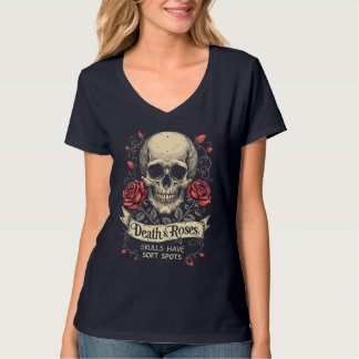 Camiseta Morte e Rosas: crânios têm manchas moles