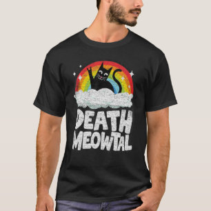 Camiseta Morte Gato Meowtal Arco Arco-Íris Retro Crianças G