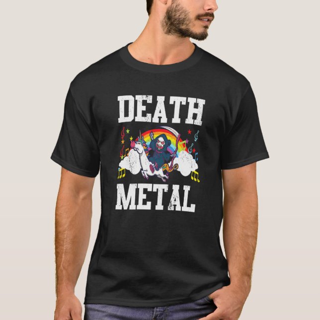 Camiseta Morte Metal Grim Reaper Dirigindo Um Truque De Uni (Frente)
