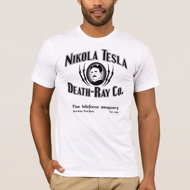 Camiseta Morte-Raio Co. de Nikola Tesla (Frente)