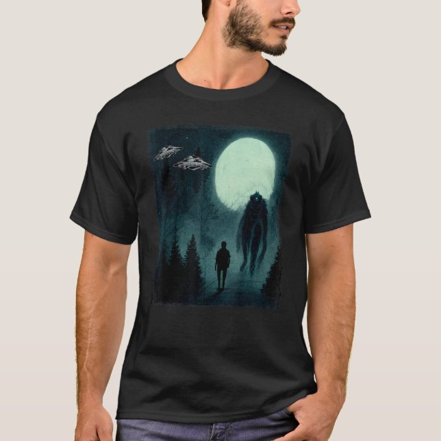 Camiseta Morto Caminhando Posto de Halloween de OVNI Cripti (Frente)