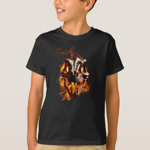 Camiseta Morto do Dinossauro Retroativo Queimando Crânio em