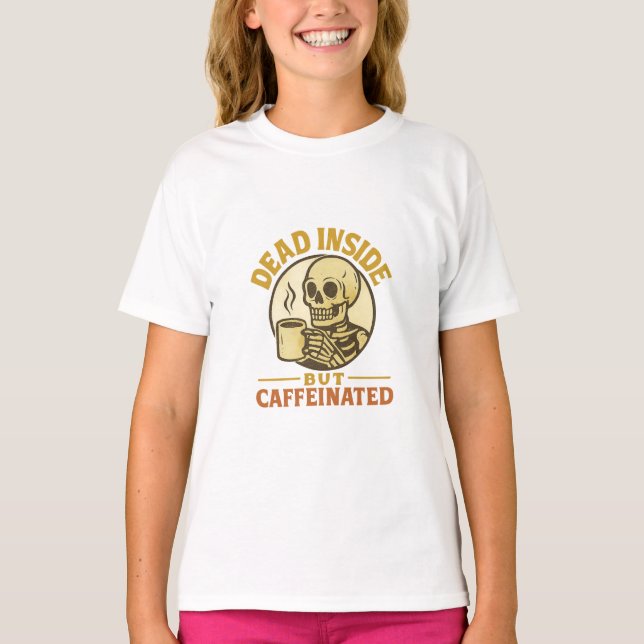 Camiseta Morto Mas Cafeinado - Engraçado Café (Frente)