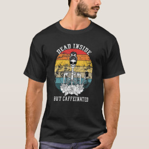 Camiseta Morto Mas Flor De Esqueleto Cafeado