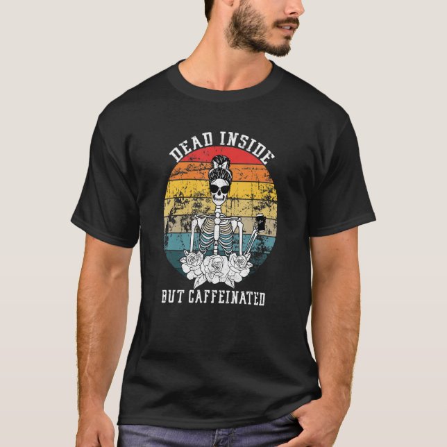 Camiseta Morto Mas Flor De Esqueleto Cafeado (Frente)