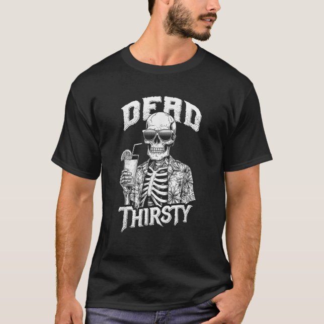 Camiseta Morto Sesty Funny Skeleton Summerween Beach Cockt (Frente)