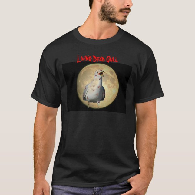 Camiseta Morto vivo Gull Zombie Seagull e Lua (Frente)