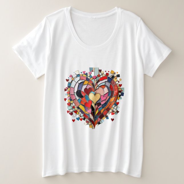 Camiseta Mosaic Heart of Love (Frente do Design)