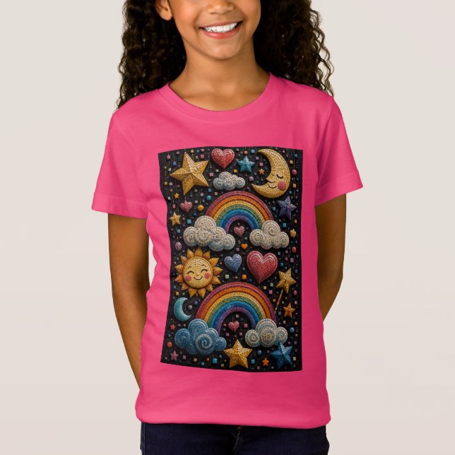 Camiseta Mosaico 3D Arco-Íris Sonhos (Frente)