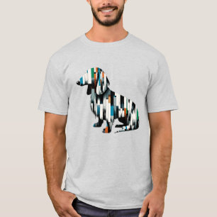 Camiseta Mosaico abstrato Dachshund - Teto de Arte Geométri