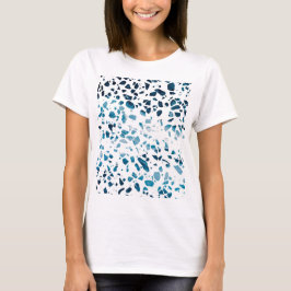 Camiseta Mosaico Abstrato Terrazzo Azul Marinho e Azul Clar