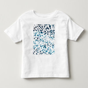 Camiseta Mosaico de Terrazzo Abstrato Padrão Azul Marinho e