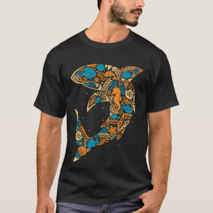 Camiseta Mosaico de Tubarão Tropical - Vida Marinha