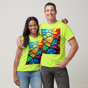 Camiseta Mosaico de Vidro Vibrante: Cores de Joia