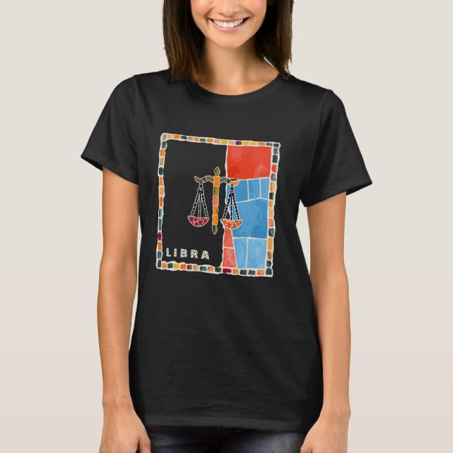 Camiseta mosaico do signo de Libra - harmonia e equilíbrio  (Frente)