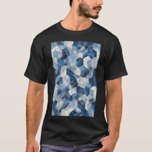 Camiseta Mosaico Fraturado: Vidro Azul Geométrico Cracking